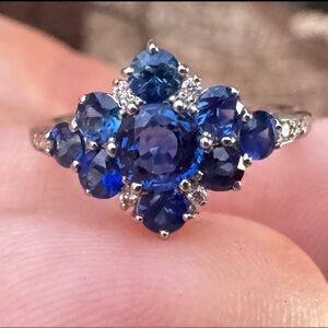 1.16CTW Solid platinum genuine ceylon sapphire/diamond high end ring $2800